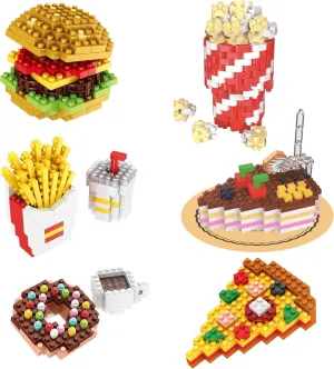 12 Packs - 6 Packs Micro Mini Blocks Toys for Kids, Mini Bricks Kit for Party Favors, Goodie Bags, Birthday Gifts Hamburger, French Fries, Cake, Popcorn, Pizza, Doughnut   6 Packs Musical Instruments