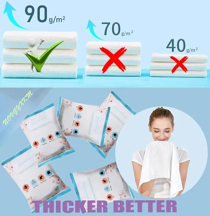 12 Packs Large Compressed Towel 56'' x 28'' Disposable Cotton Bath Towels Portable Thick Paper Towel Reusable Suitable for Hiking Camping Beach Swimming and Traveling (12)