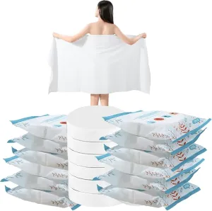 12 Packs Large Compressed Towel 56'' x 28'' Disposable Cotton Bath Towels Portable Thick Paper Towel Reusable Suitable for Hiking Camping Beach Swimming and Traveling (12)