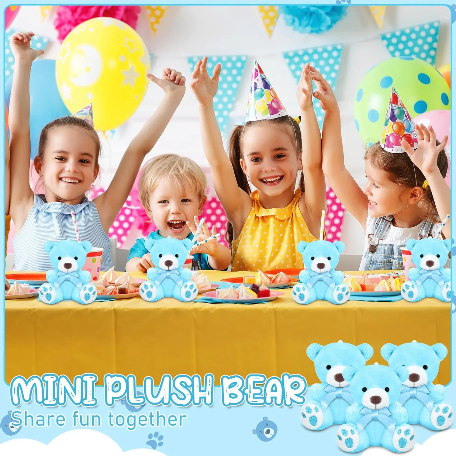 12 Pcs Mini Bears 4 Inch Small Bear Bulk for Baby Shower Tiny Plush Stuffed Animal Toys for Birthday Gender Reveal
