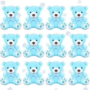 12 Pcs Mini Bears 4 Inch Small Bear Bulk for Baby Shower Tiny Plush Stuffed Animal Toys for Birthday Gender Reveal