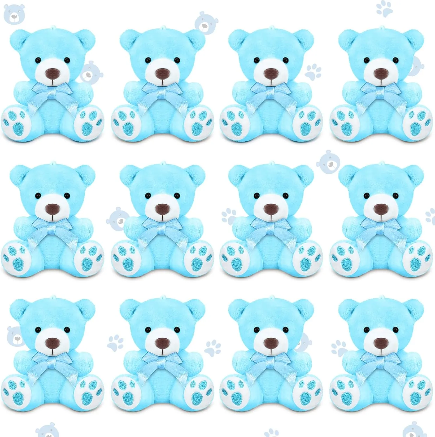 12 Pcs Mini Bears 4 Inch Small Bear Bulk for Baby Shower Tiny Plush Stuffed Animal Toys for Birthday Gender Reveal