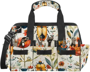15 Inch Tool Bag 14-Pockets Tool Box Organizer for Men Flower Biology Tool Tote Bag Waterproof Toolbox with Shoulder Strap Heavy Duty Garden Tool Organizer for Mechanic