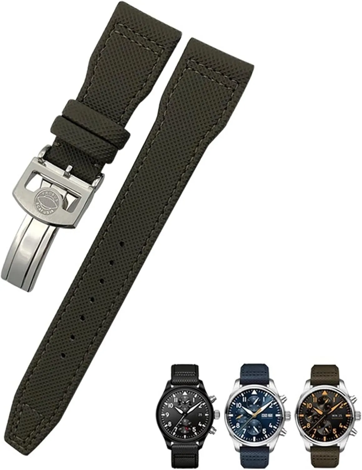 20 mm 21 mm 22 mm nylon calf leather watch strap suitable for IWC Big Pilot IW377714 Mark18 Spitfire nylon genuine leather strap (,)