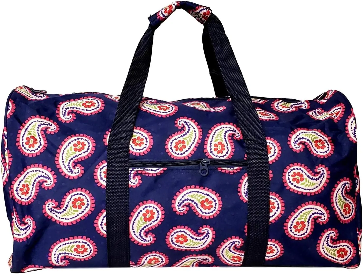 21 in Print Duffle, Overnight, Carry on Bag with Outside Pocket and Shoulder Strap (Blank - Pink Paisley)