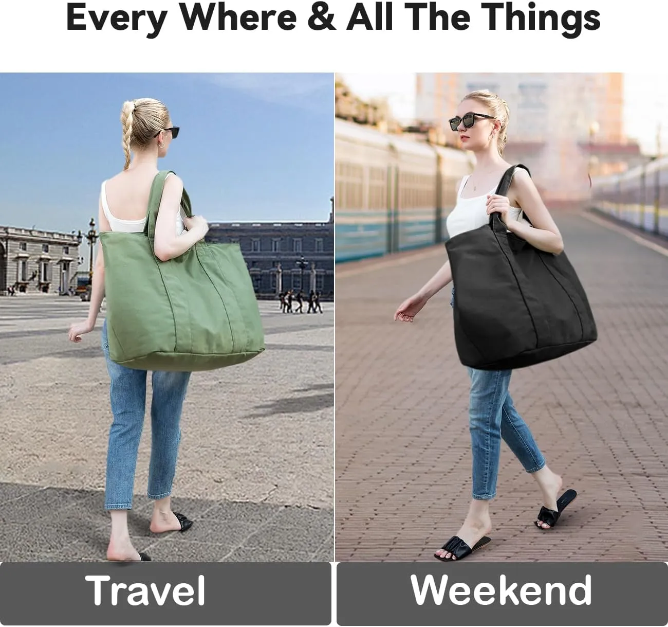 22'' 50L Large Canvas Bag, Extra Large Tote Bag for Women, Oversized Bag, Overnight Bags for Women Travel Blue