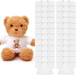 24 Pcs Stuffed Bear Clothes Fit 8-12 Inches Stuffed Dolls Bulk Tshirt Sublimation Blank Stuffed Animal Shirt Plush Bear T Shirt DIY for Giveaways Gift Bags Party
