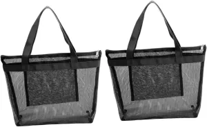 2pcs Mesh Tote Bag for Beach Lightweight Handheld Shopping Bag Capacity for Swimming Gym Travel and Family Outings Mesh Design