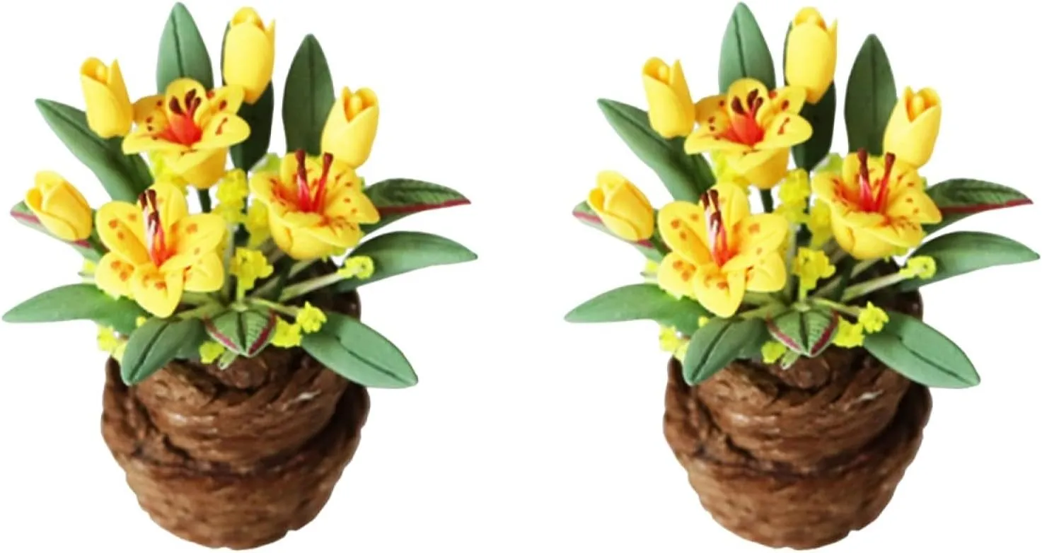 2pcs Miniature Decor Wear Resistant Dollhouse Plant Vase House Decor Decorative Doll Vase Dollhouse Garden Accessories