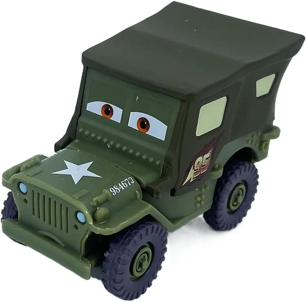 2PCS Portable Small Toy Car 1:55 Diecast Model Metal Body Racers for Preschool Kids 3  Year Boy Gift (Sarge Fillmore)