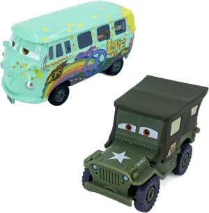 2PCS Portable Small Toy Car 1:55 Diecast Model Metal Body Racers for Preschool Kids 3  Year Boy Gift (Sarge Fillmore)