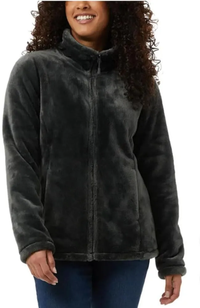 32 Degrees Women's Plush Faux Fur Jacket – Full Zip, Soft & Cozy