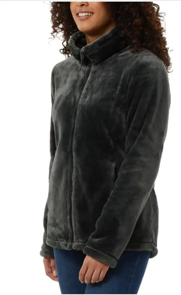 32 Degrees Women's Plush Faux Fur Jacket – Full Zip, Soft & Cozy