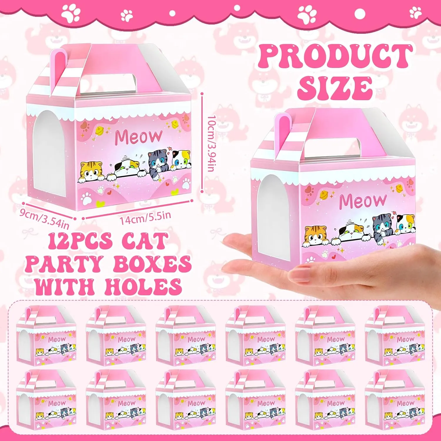 37 Pcs Adopt A Cat Party Favors Include 12 Foldable Kitten Boxes 12 Mini Stuffed Cat 12 Card 1 Stand for Adopt A Kitty Party Favors Cat Party Supplies Gifts
