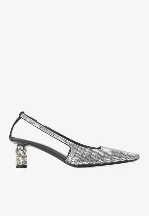 50 Crystal Embroidered Slingback Pumps