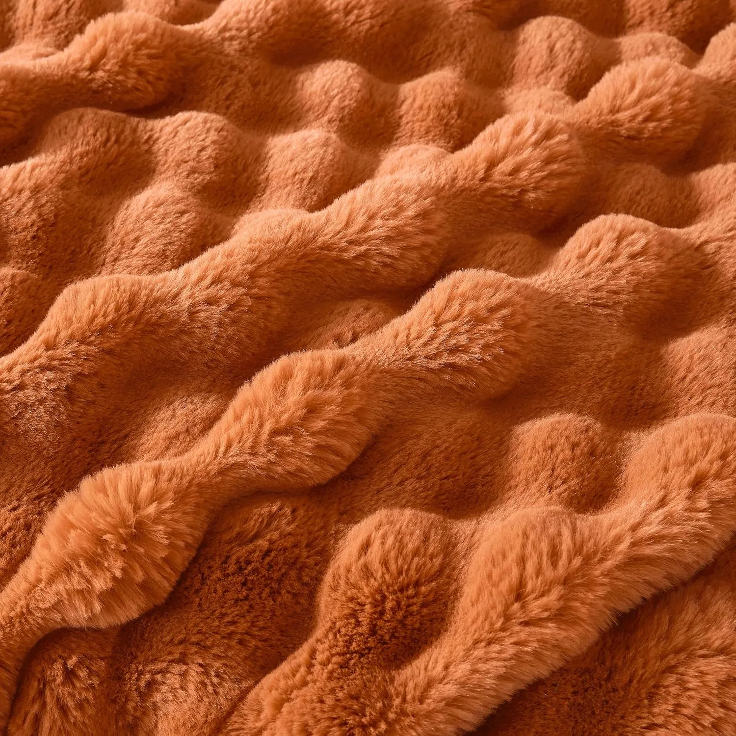 60x80 Inches Ultra-Soft Fuzzy Faux Fur Plush Twin Size Blanket - Thick, Warm Sherpa for Couch, Sofa, Bedroom, Camping - Decorative Blanket for Cozy Warmth, Bubble Dark Brown