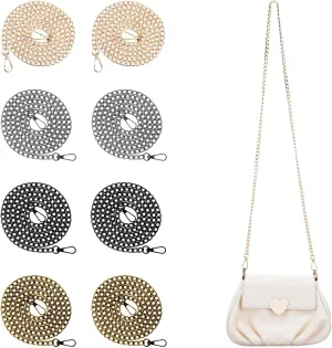 8 Pcs 47 Inch Purse Chain Replacement, Purse Chain Wallet Chain Shoulder Bag Chain, Iron Flat Bag Chain with Metal Buckles, Chain Purse Strap Fit for Wallet, Handbag, Shoulder Bag, Crossbody Bag