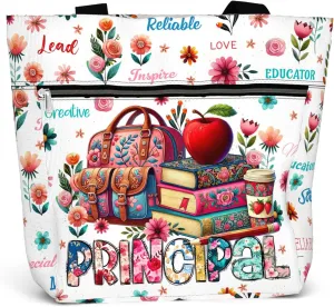 84hoods Large Tote Bag for Women. Waterproof Bag with Pockets and Zipper. Gift for Principal.
