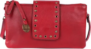 9.5 inch Genuine Italian Leather Boho Studded Crossbody Sling Bag - Stylish, Durable, & Perfect for Everyday Use for women