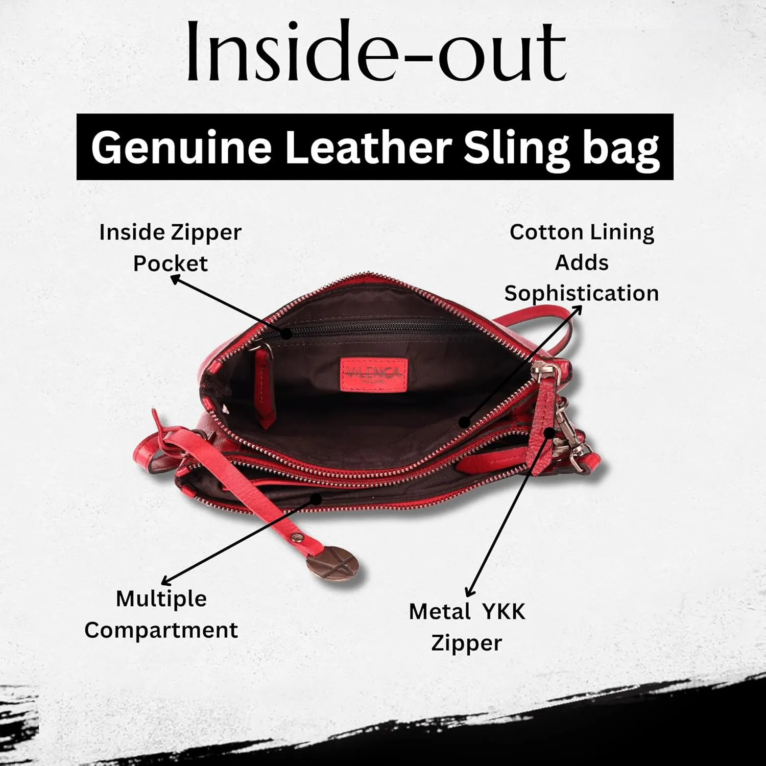 9.5 inch Genuine Italian Leather Boho Studded Crossbody Sling Bag - Stylish, Durable, & Perfect for Everyday Use for women