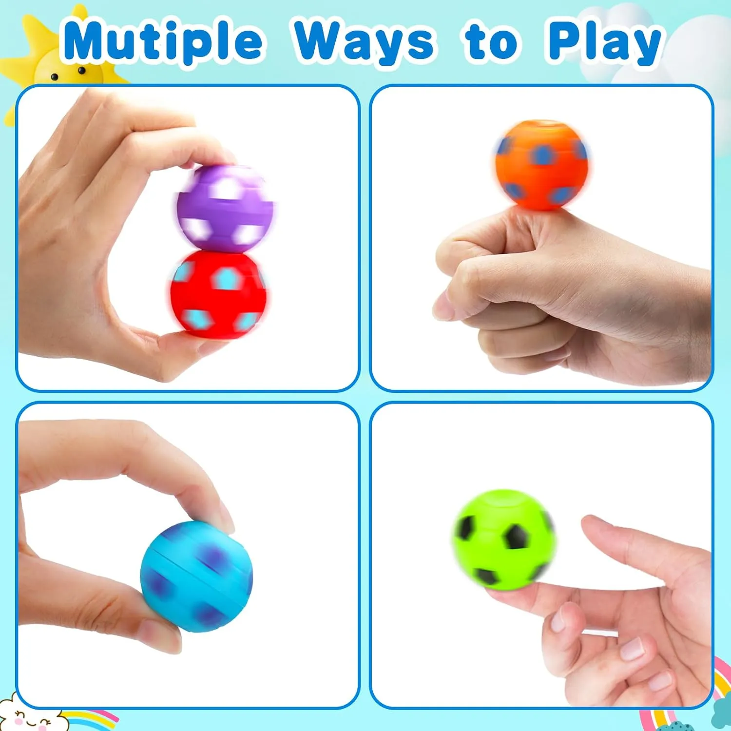 96PCS Fidget Spinner Soccer Balls Sports Birthday Party Favors Bulk for Kids 4-8 8-12 Summer Goodie Treat Bag Stuffers Classroom Treasure Toys Carnival Prizes Pinata Fillers Mini Return Gifts