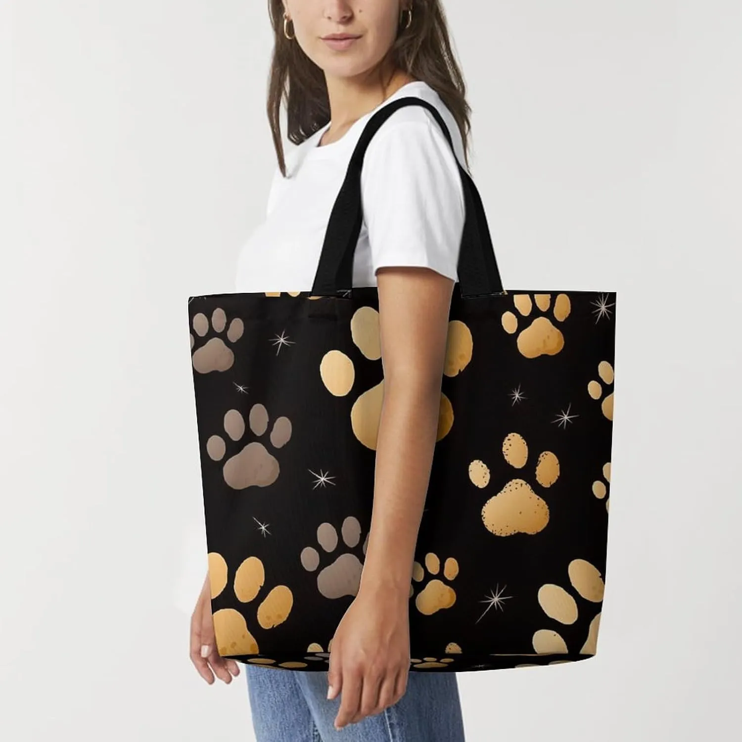 A Full Pizza Tote Bags, Reusable Grocery Bags, Large Shopping Bag, Shoulder Bag for Women