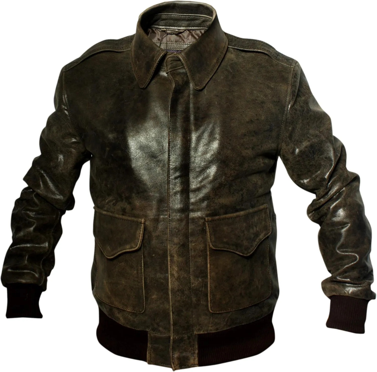 A2 Distressed Cowhide Leather Bomber Aviator Flight Jacket