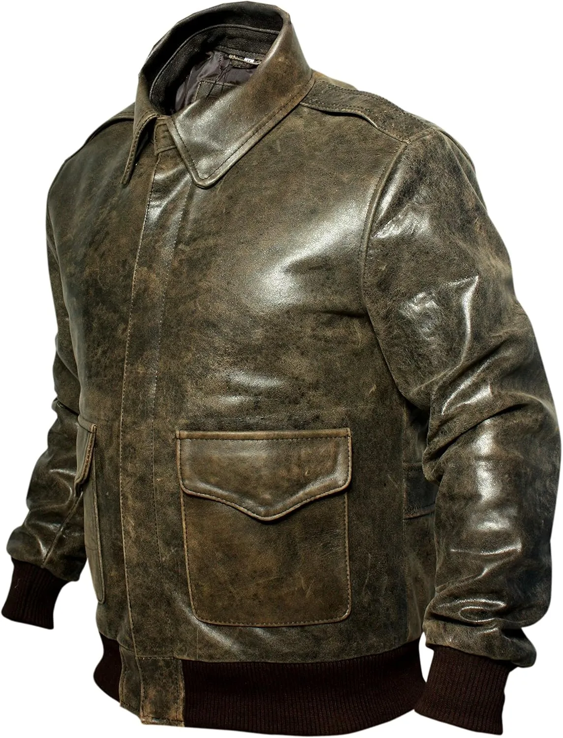 A2 Distressed Cowhide Leather Bomber Aviator Flight Jacket