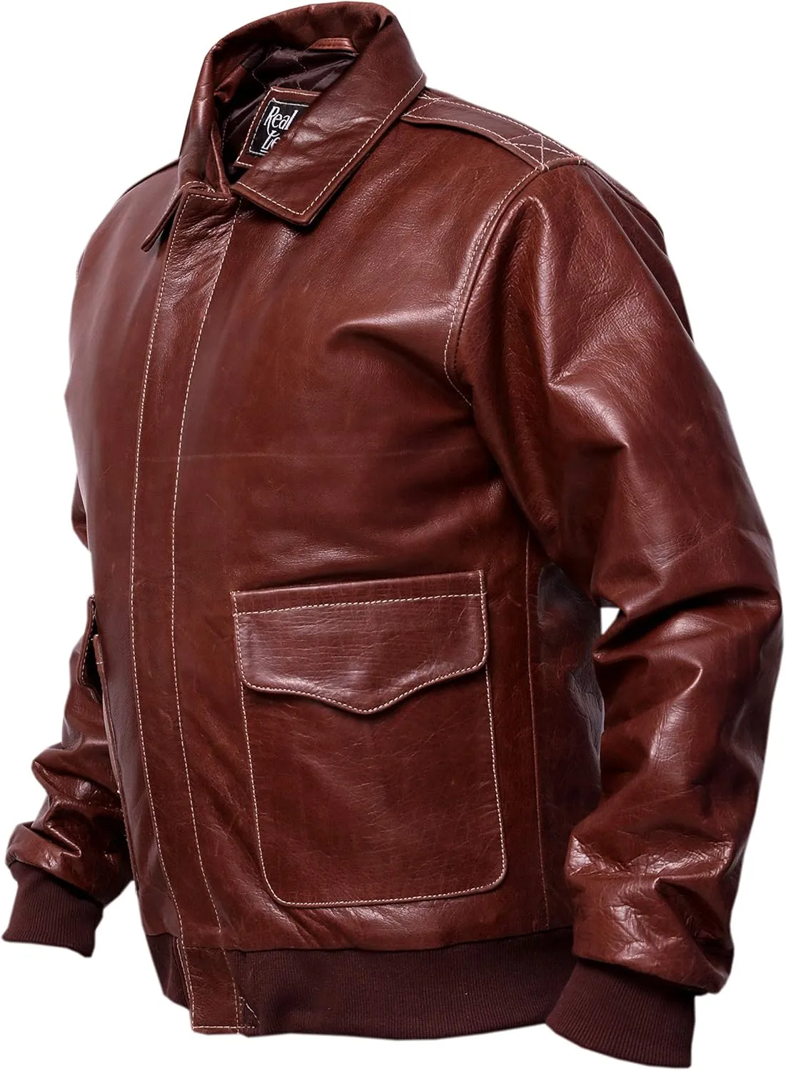 A2 Russet Brown Distressed Cowhide Leather Bomber Aviator Jacket