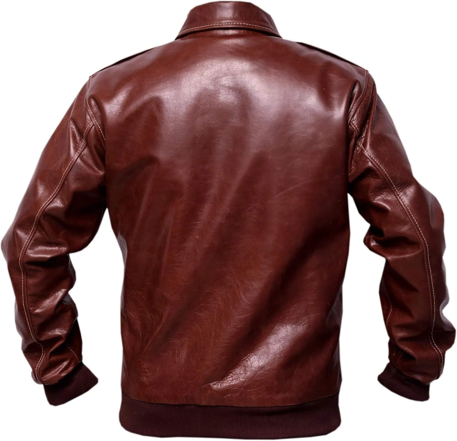 A2 Russet Brown Distressed Cowhide Leather Bomber Aviator Jacket