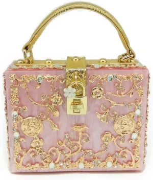 Acrylic & Flower Designer Shoulder Bags for Women Crossbody Bag Rhinestones Top-Handle Box Tote Handbags