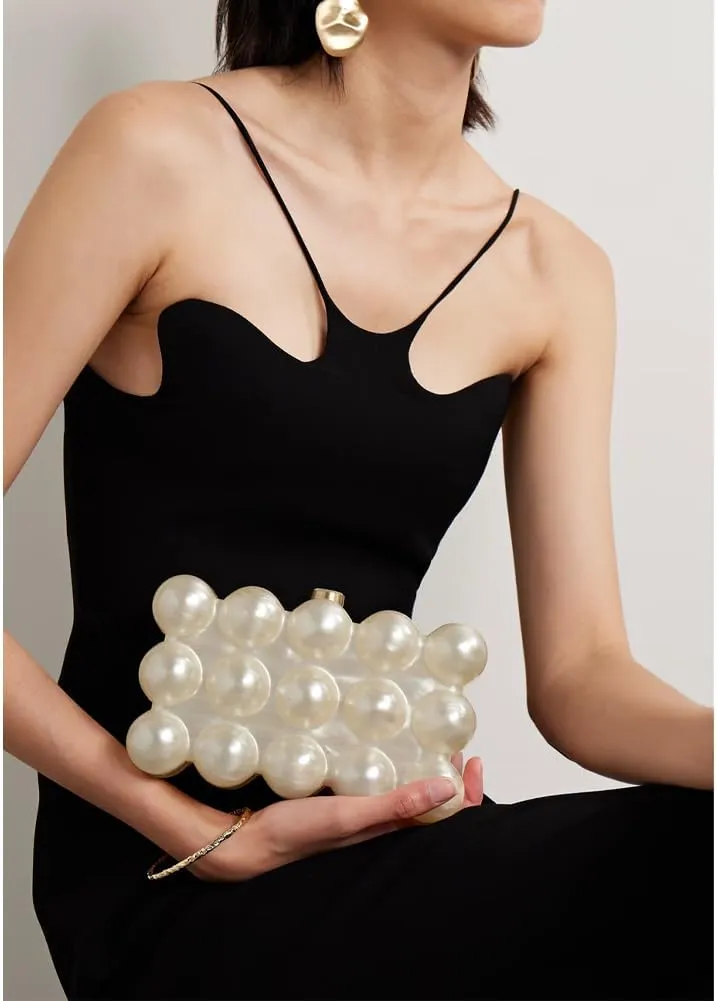 Acrylic Bubble Bag Luxury Marble Clutch Evening Purses for Women Glitter Handbag for Wedding Party Prom