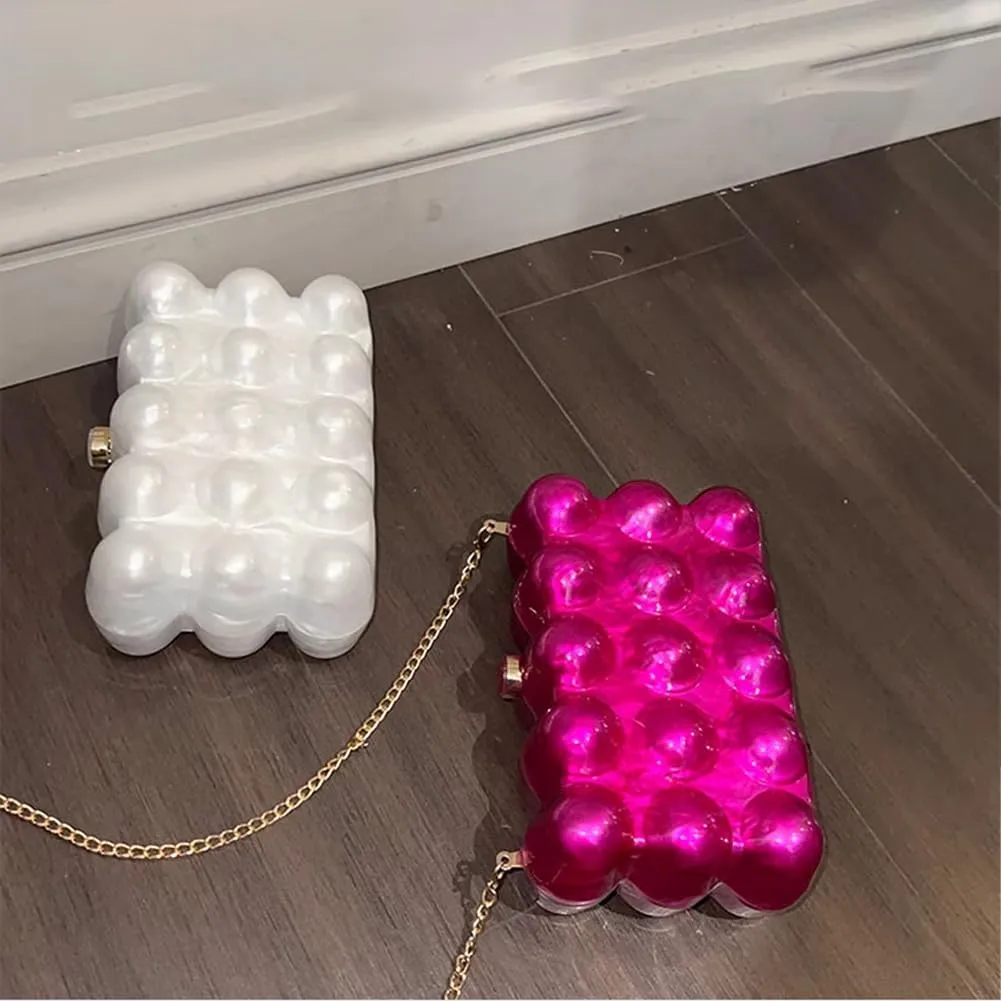 Acrylic Bubble Bag Luxury Marble Clutch Evening Purses for Women Glitter Handbag for Wedding Party Prom