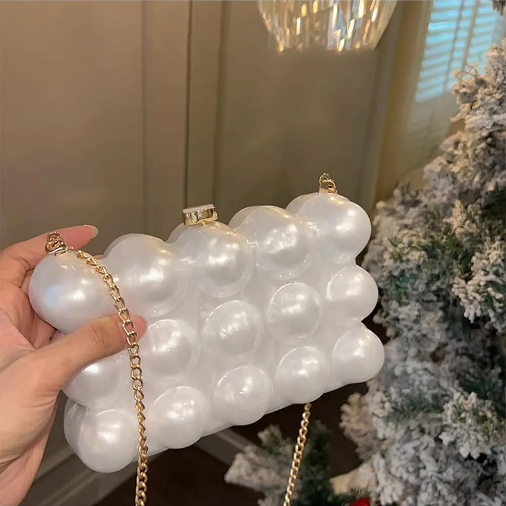 Acrylic Bubble Bag Luxury Marble Clutch Evening Purses for Women Glitter Handbag for Wedding Party Prom