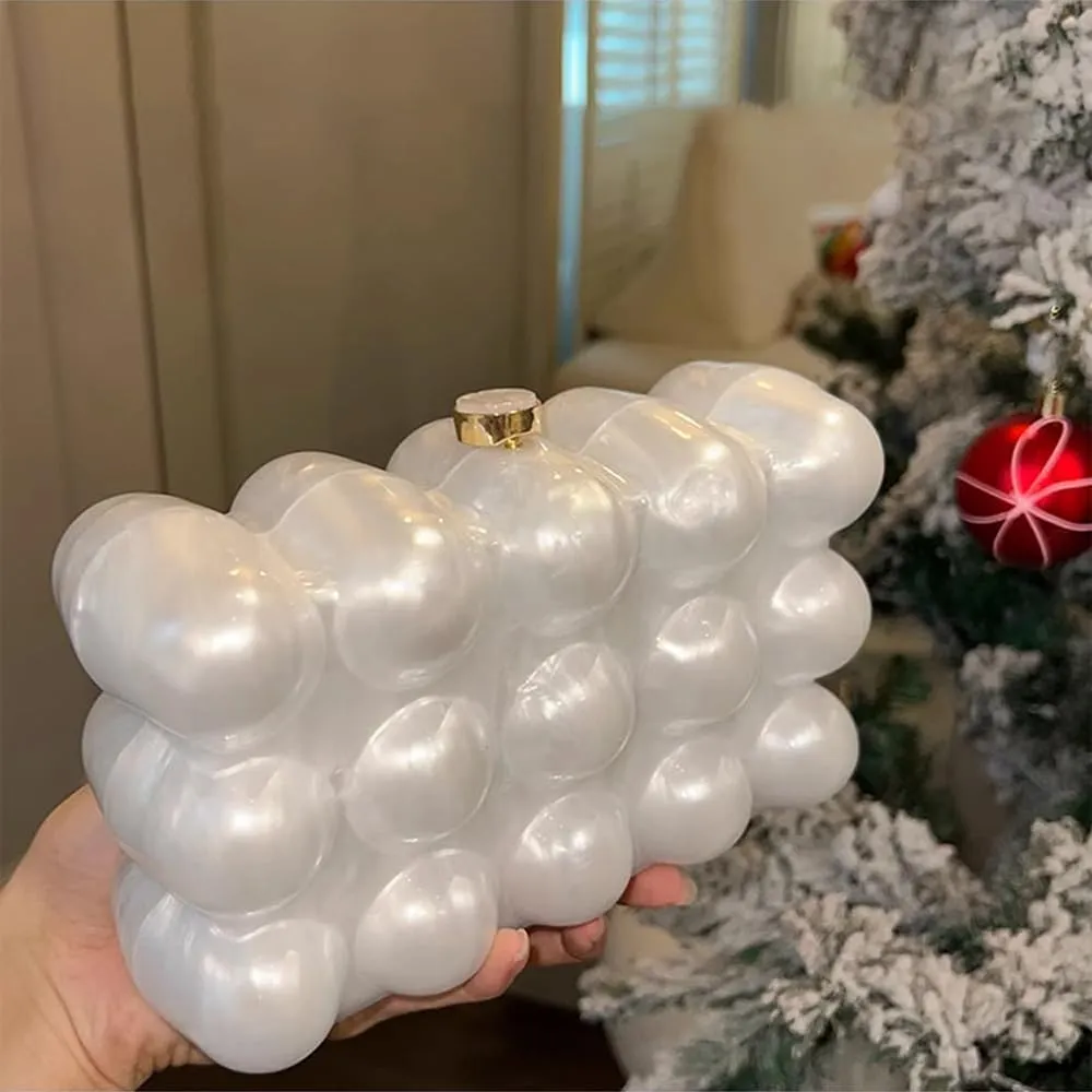 Acrylic Bubble Bag Luxury Marble Clutch Evening Purses for Women Glitter Handbag for Wedding Party Prom