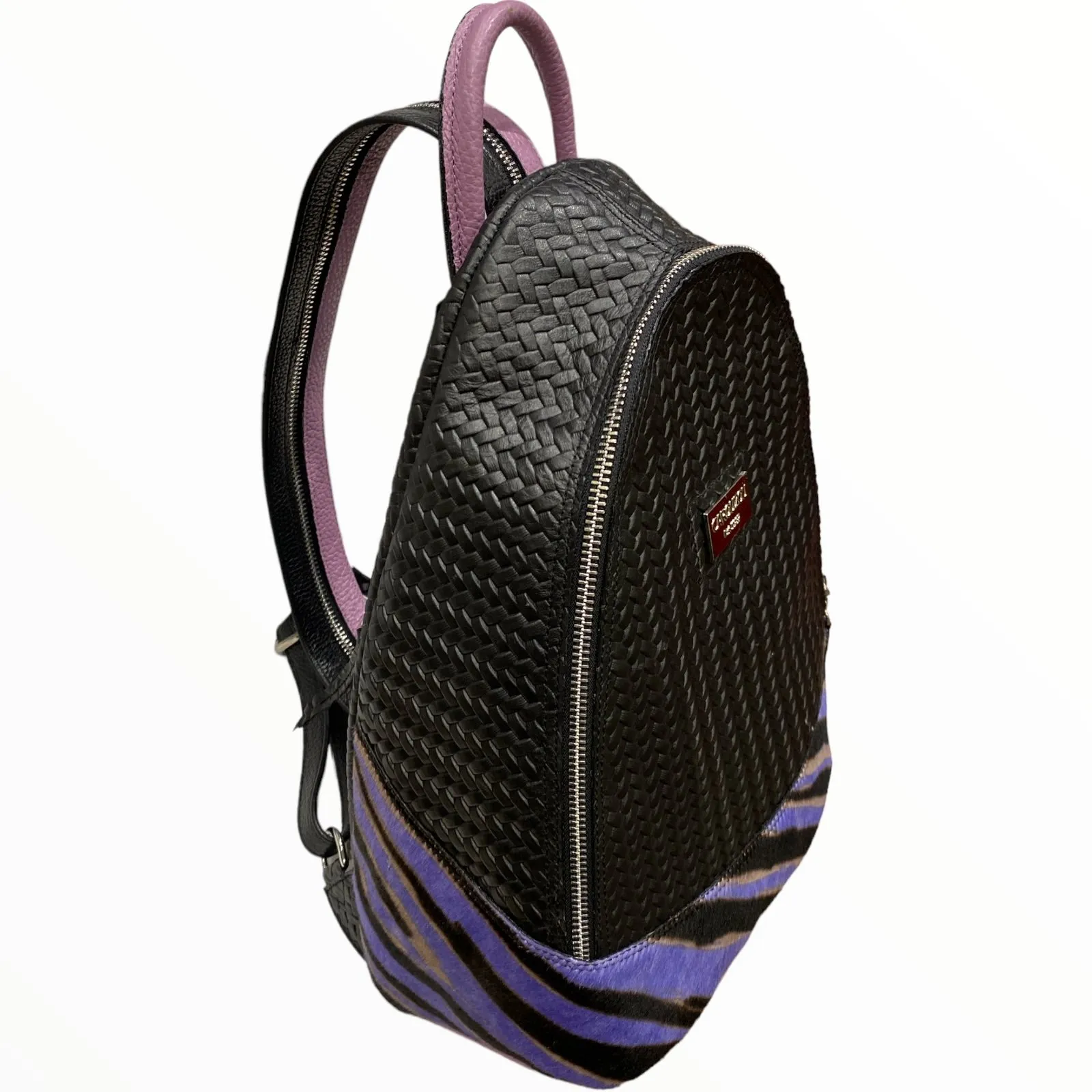Agapi L. Black backpack with calf-hair details
