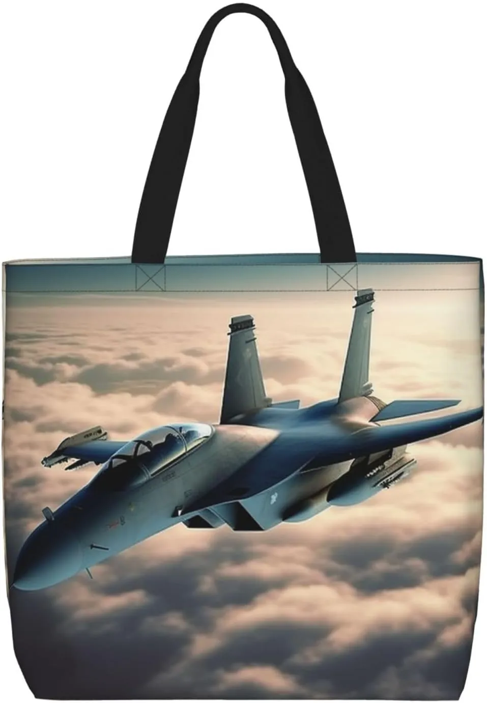 Aircraft Fighter Jets Tote Bag for Women Hobo Handbags with Zipper Large Shoulder Bag Shopping Bags Travel Purse