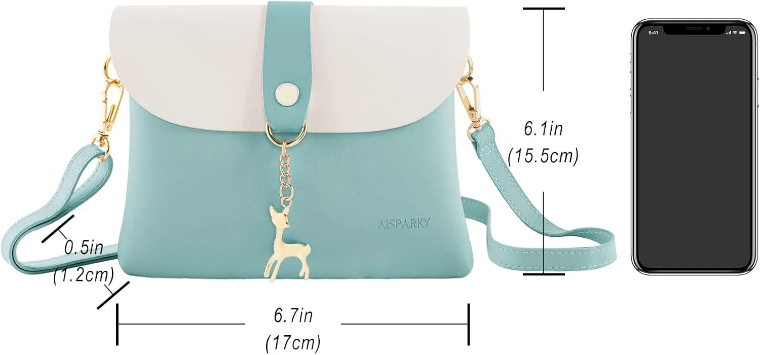 AISPARKY Small Crossbody Purse, PU Leather Small Purse for Girls With Pendant With Strap/Gold Chain Strap