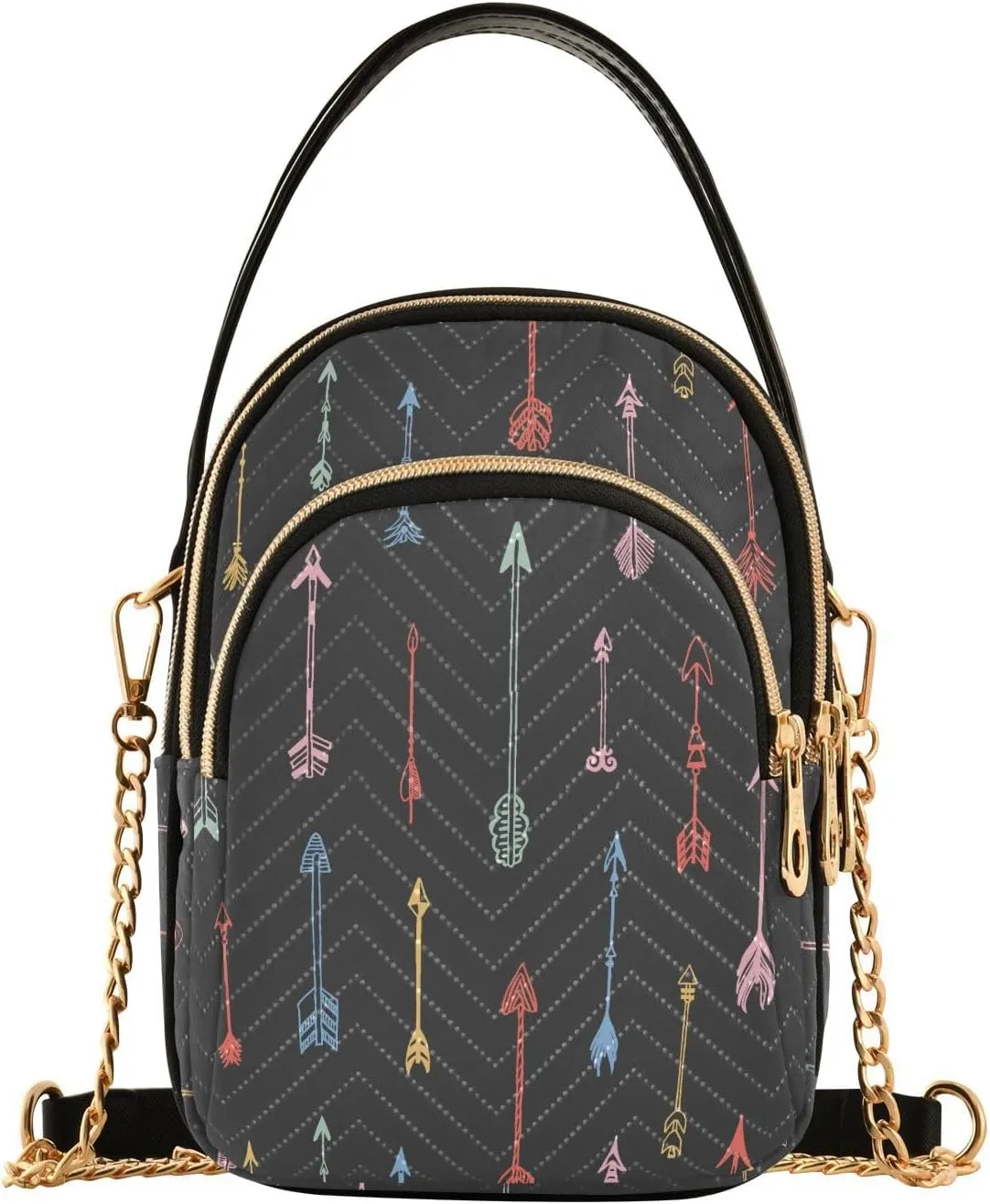 ALAZA Chain Crossbody Bags for Women Colorfu Arrows Seamless Quilted Shoulder Crossbody Handbags Travel Cross Body Cell Phone Purses Bags