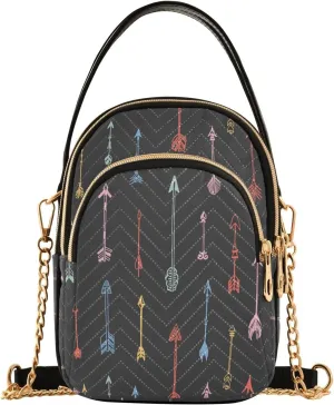 ALAZA Chain Crossbody Bags for Women Colorfu Arrows Seamless Quilted Shoulder Crossbody Handbags Travel Cross Body Cell Phone Purses Bags