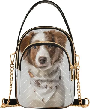 ALAZA Quilted Crossbody Bags for Women,Australian Shepherd Wearing Bandana Women's Crossbody Handbags Small Travel Purses Phone Bag