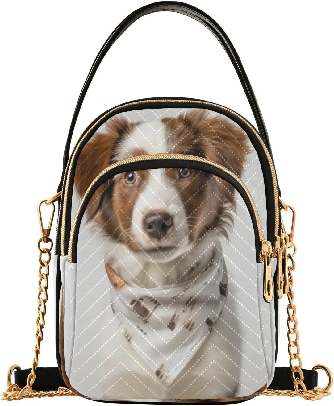 ALAZA Quilted Crossbody Bags for Women,Australian Shepherd Wearing Bandana Women's Crossbody Handbags Small Travel Purses Phone Bag