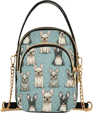 ALAZA Quilted Crossbody Bags for Women,French Bulldog Women's Crossbody Handbags Small Travel Purses Phone Bag