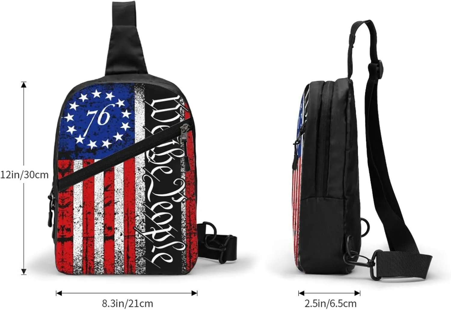 American Flag We The People Portable Sling Bags Packable Crossbody Bag Foldable Sport Daypack Reusable Shoulder Backpack Diagonally Chest Bag for Workout Travel