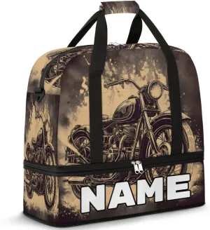 American Style Motorcycle Custom Foldable Duffle Bag with Shoes Compartment Personalized Large Capacity Waterproof Travel Weekender Bag Overnight Bag for Sports Gym