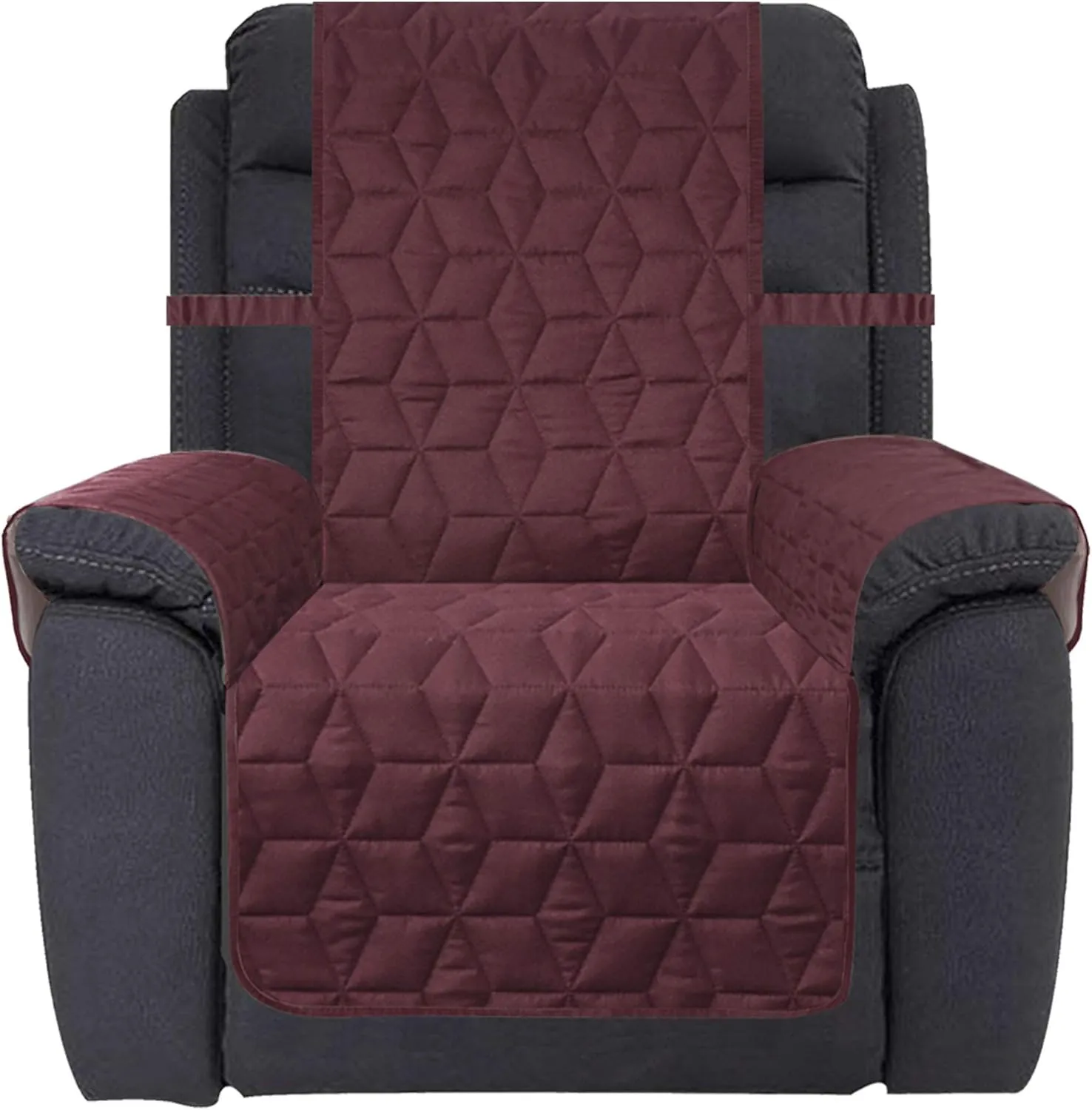 Ameritex Waterproof Nonslip Recliner Cover Christmas Decor Stay in Place, Dog Couch Recliner Cover Furniture Protector for Pets and Kids (Burgundy, 23'')