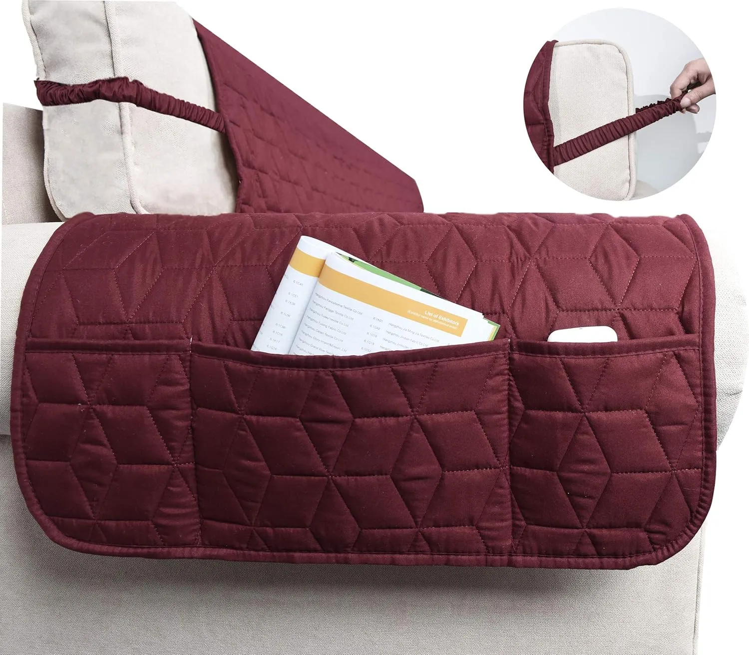 Ameritex Waterproof Nonslip Recliner Cover Christmas Decor Stay in Place, Dog Couch Recliner Cover Furniture Protector for Pets and Kids (Burgundy, 23'')