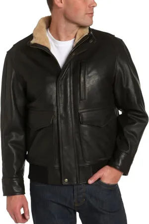 Andrew Marc Men's Oily Naked Calf Aviator Jacket
