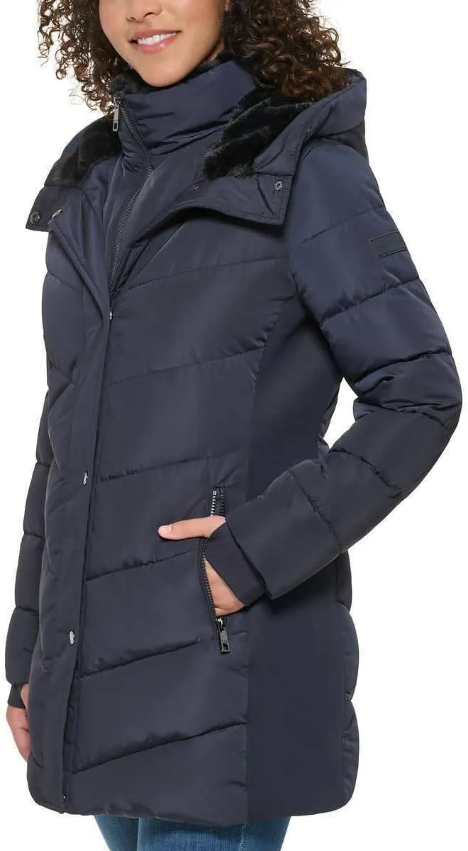 Andrew Marc Women's Mixed Media Hooded Puffer Jacket