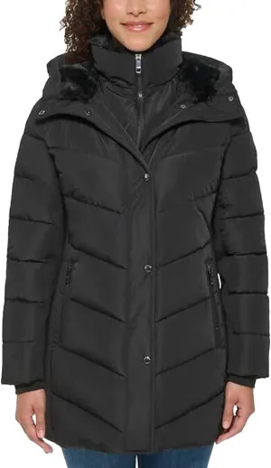 Andrew Marc Women's Mixed Media Hooded Puffer Jacket